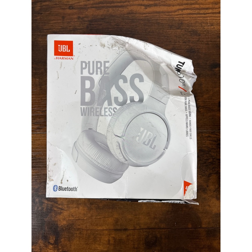 JBL Tune 510BT Wireless On-Ear Headphones White Bluetooth 5.0 Pure Bass Sound